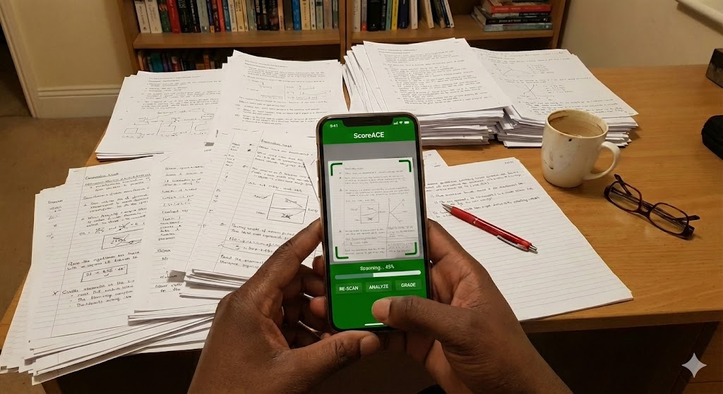 Teacher using Score Ace AI grading system